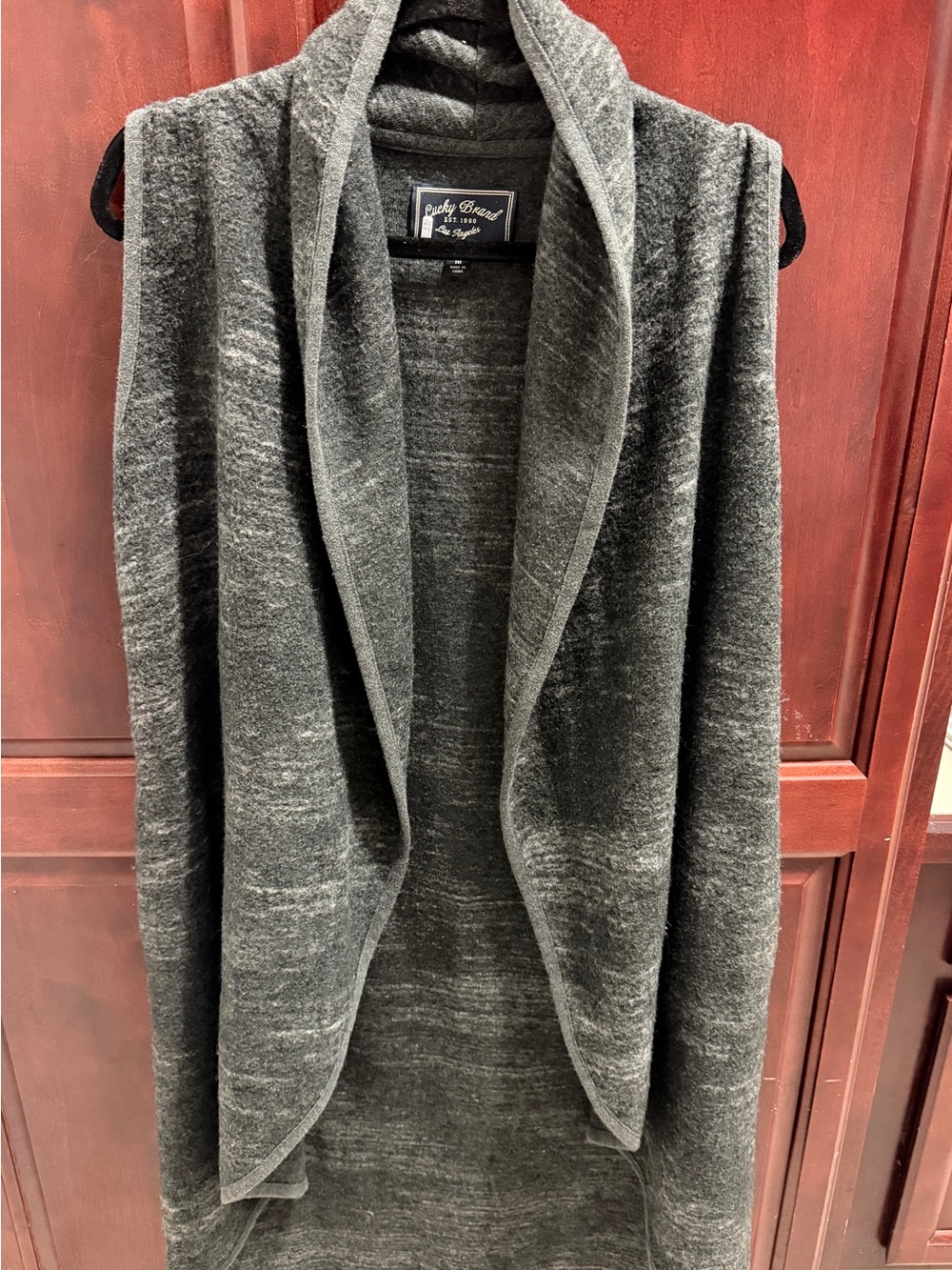 Like NEW Lucky Brand Hooded Cardigan Vest Charcoal Grey MEDIUM